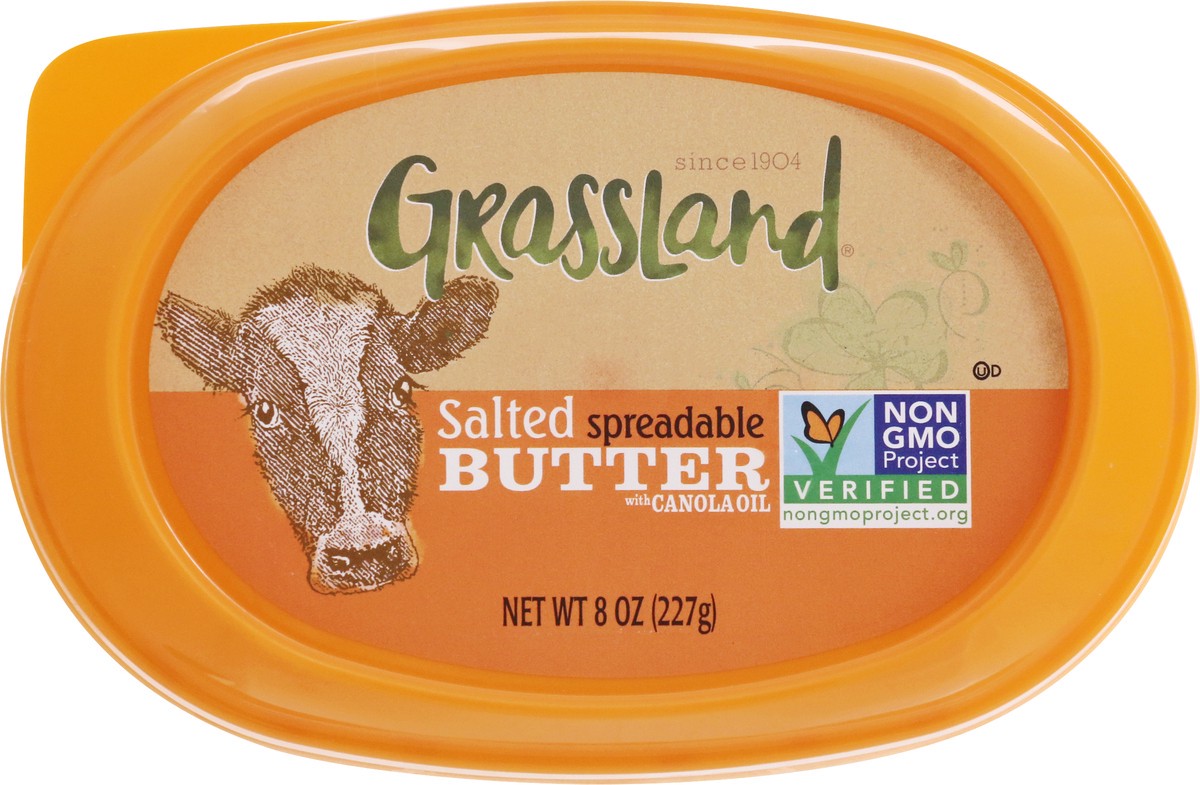 slide 2 of 9, Grassland Spreadable Salted Butter with Canola Oil 8 oz, 8 oz