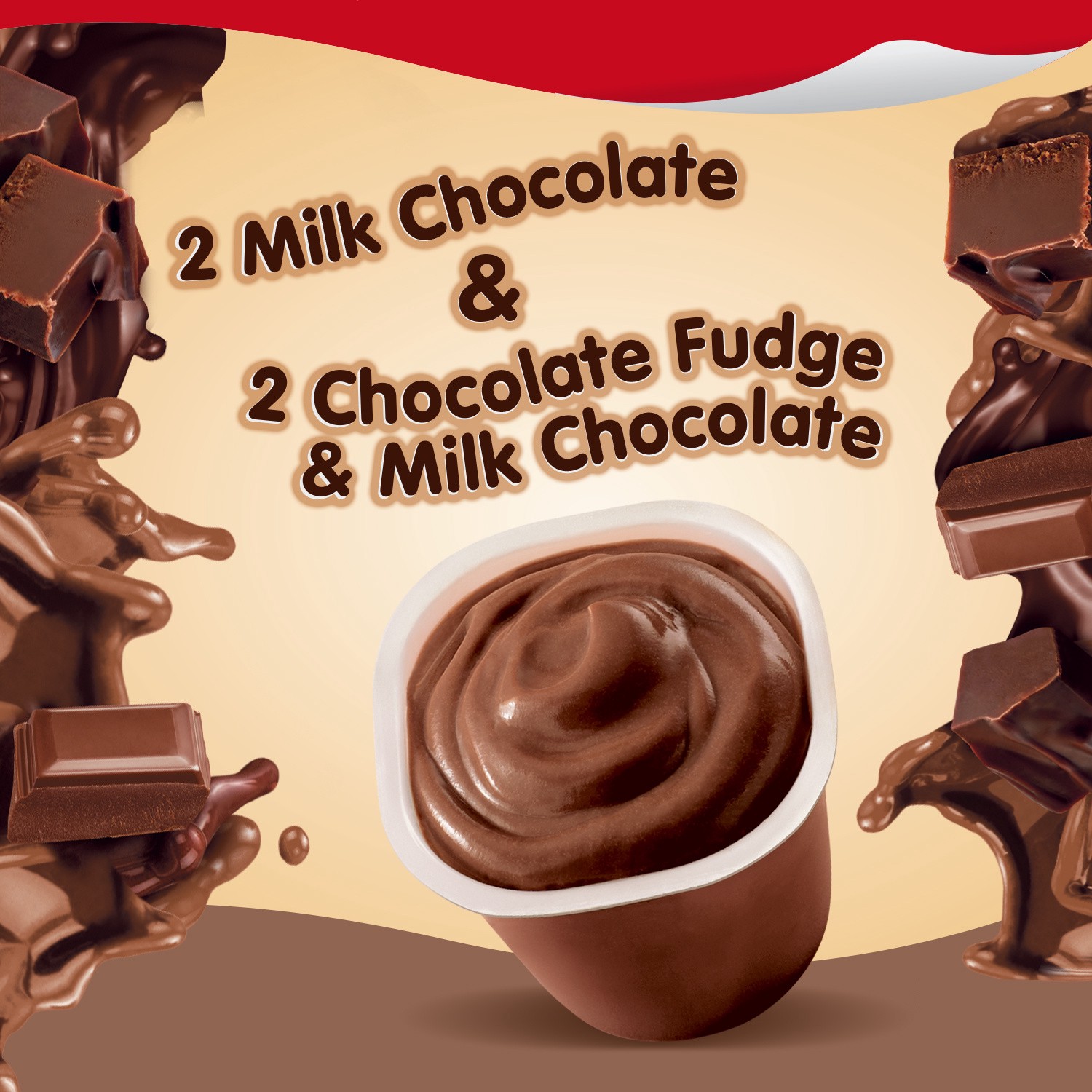 slide 2 of 5, Snack Pack Milk Chocolate and Chocolate Fudge & Milk Chocolate Pudding, 3.25 oz Pudding Cups, 4 Count, 4 ct