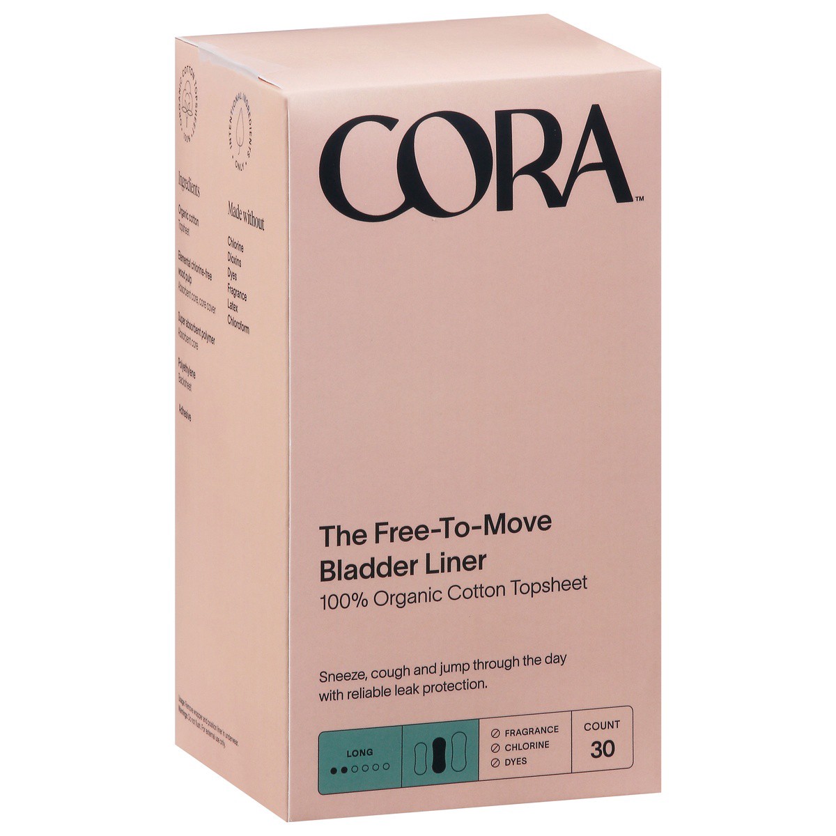 slide 7 of 9, Cora Long The Free-to-Move Bladder Liners 30 ea, 30 ct