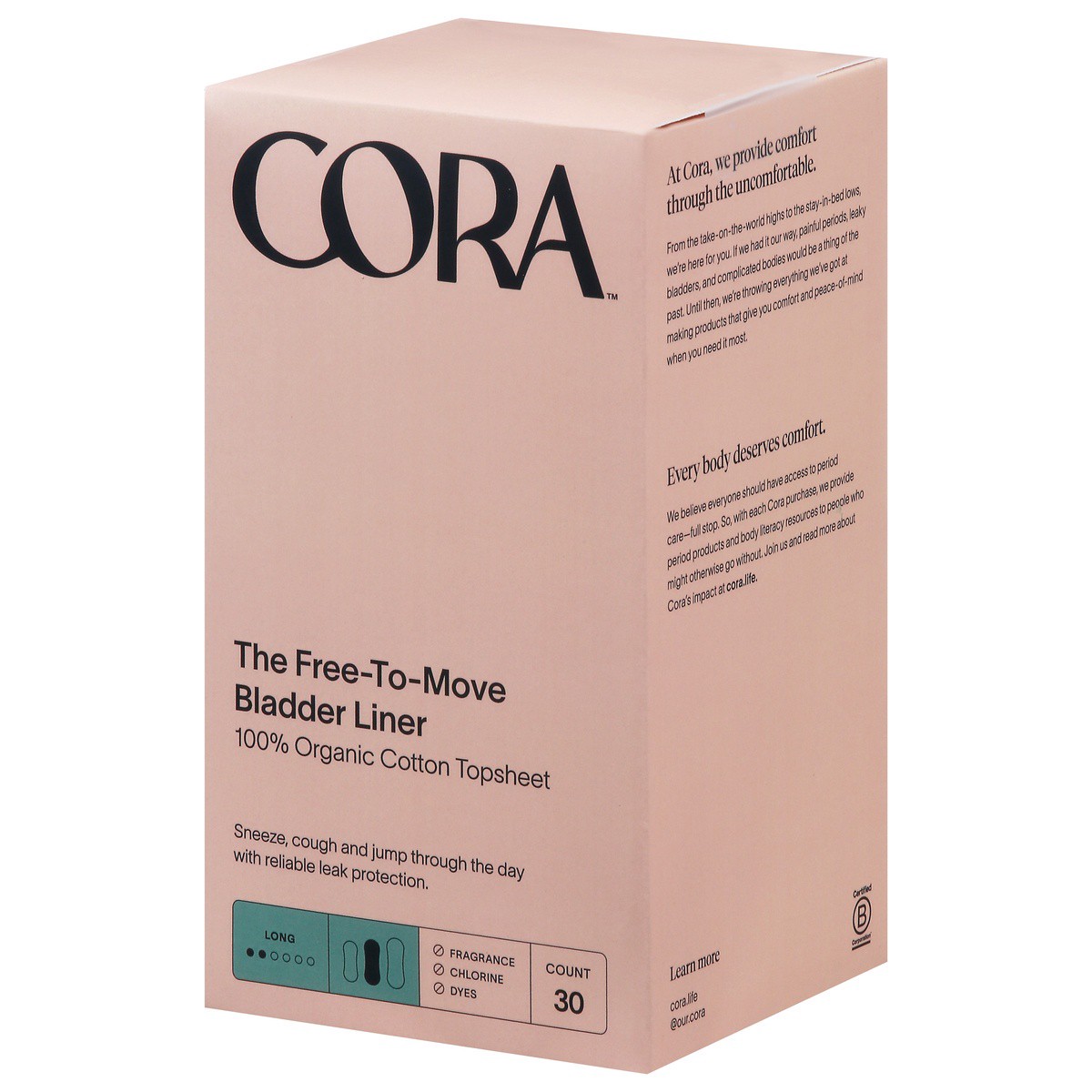 slide 3 of 9, Cora Long The Free-to-Move Bladder Liners 30 ea, 30 ct