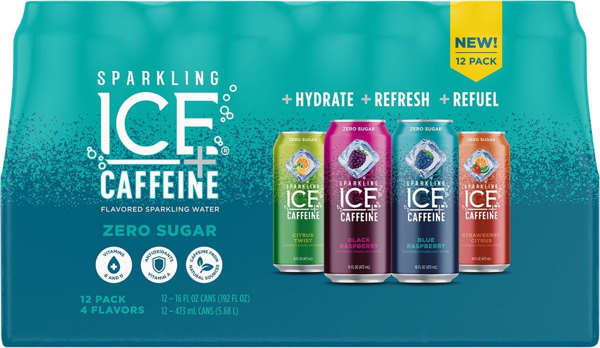 slide 1 of 7, Sparkling ICE Caffeine Variety (12pk) 16oz Cans, 12 ct