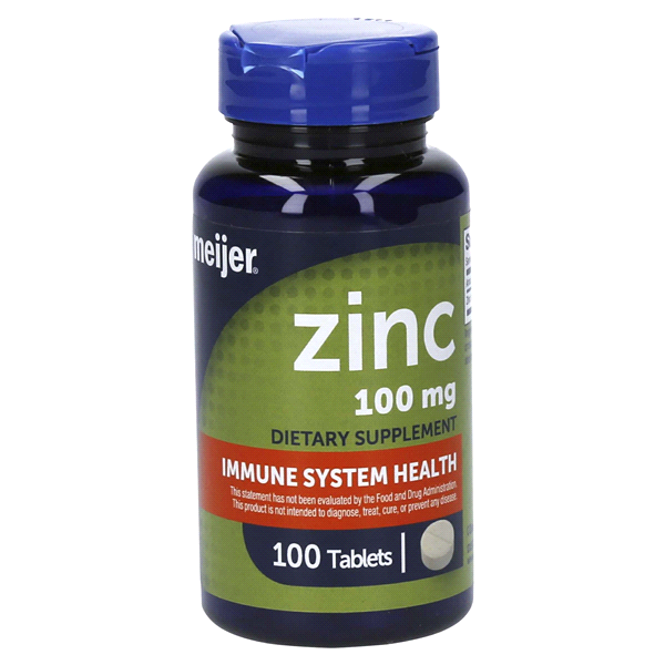 slide 1 of 1, Meijer Zinc Tablet, 100 ct; 100 mg