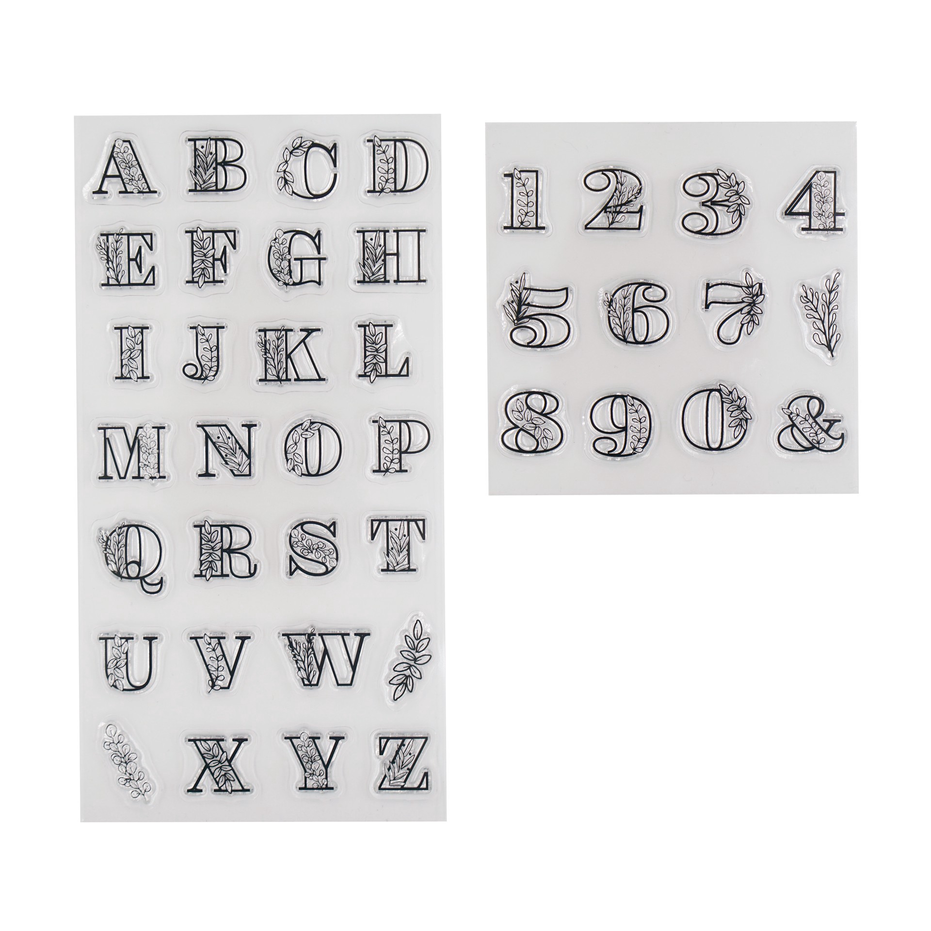 slide 2 of 2, Foliage Alphabet & Numbers Clear Stamps By Recollections, 4 in x 9 in