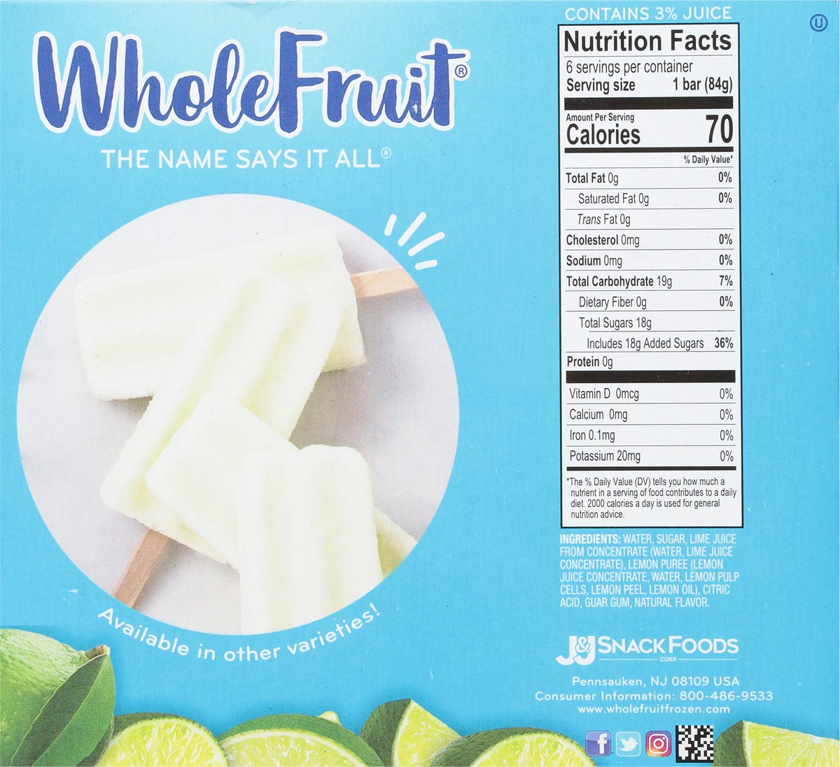 slide 8 of 11, Whole Fruit Lime Fruit Bars 6 6 ea, 6 ct