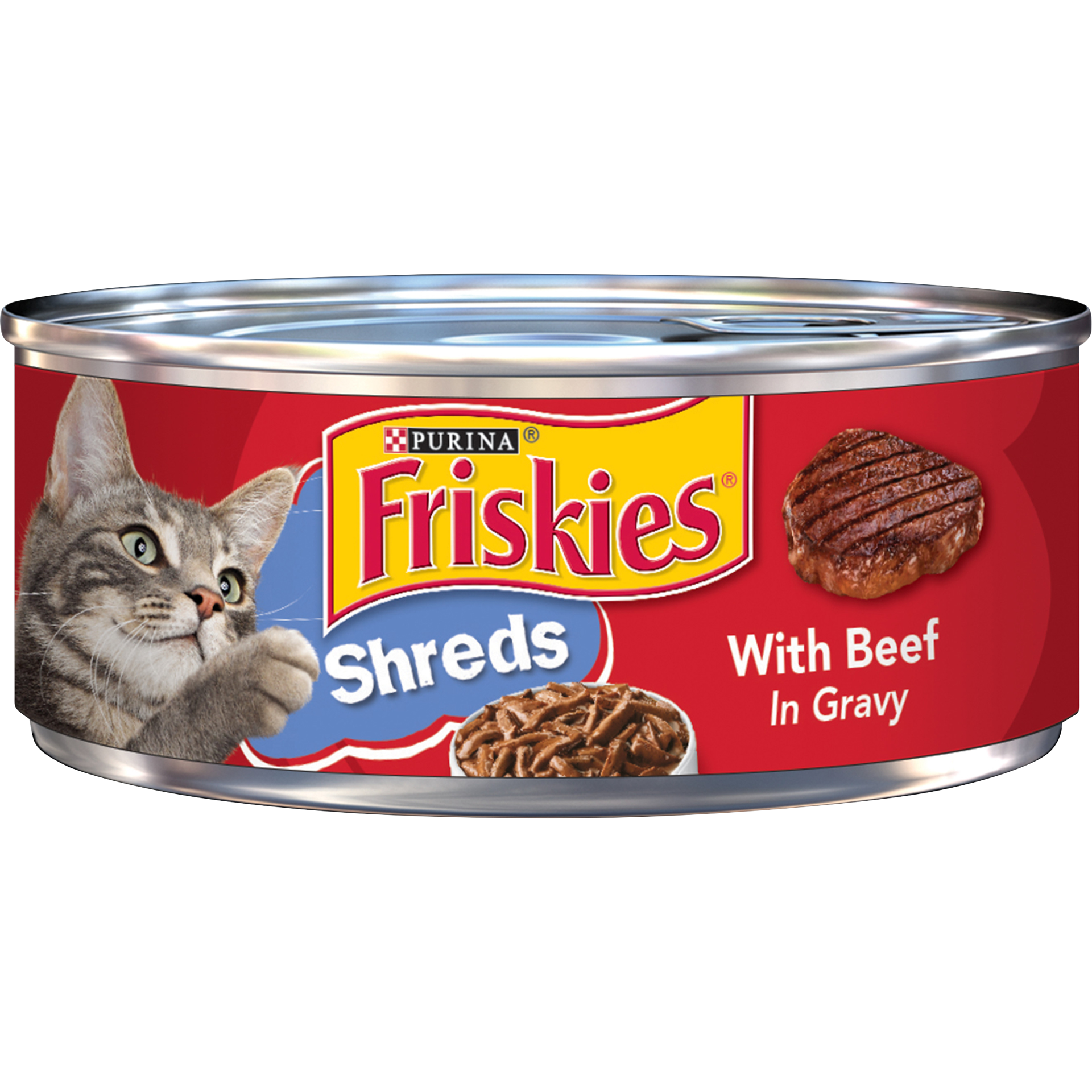 slide 1 of 7, Purina Friskies Shreds Wet Cat Food with Beef In Gravy - 5.5oz, 