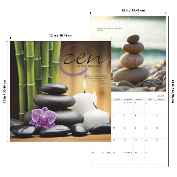 slide 7 of 7, 2025 Dateworks Monthly Wall Calendar, 12"" X 12"", Zen, January To December, 1 ct