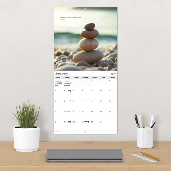 slide 6 of 7, 2025 Dateworks Monthly Wall Calendar, 12"" X 12"", Zen, January To December, 1 ct
