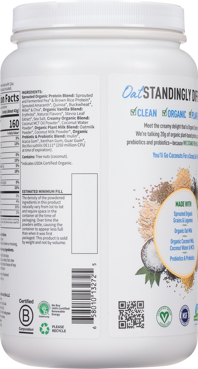 slide 9 of 9, Garden of Life Creamy Plant-based Protein With Oatmilk Vanilla, 30.33 oz