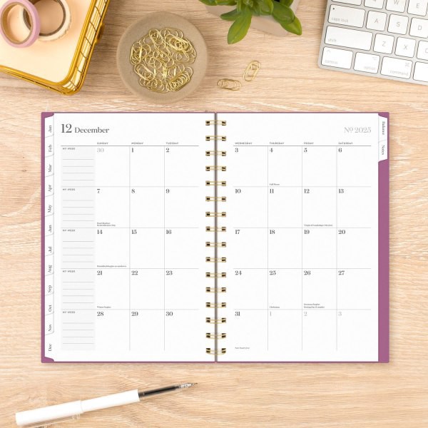 slide 8 of 9, 2025 Cambridge Workstyle Balance Weekly/Monthly Planner, 5-1/2"" X 8-1/2"", Red Violet, January To December, 1 ct