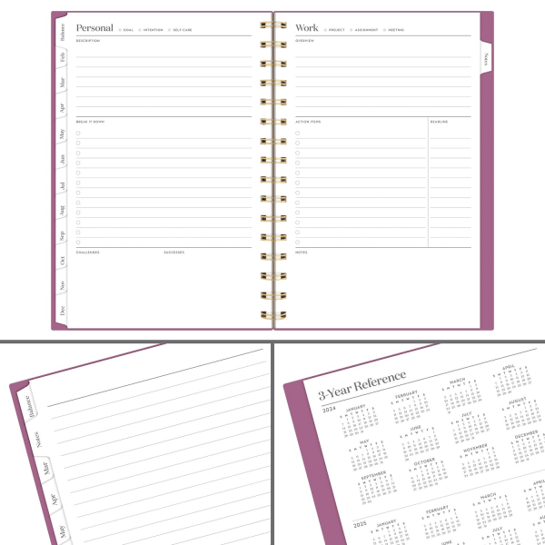 slide 2 of 9, 2025 Cambridge Workstyle Balance Weekly/Monthly Planner, 5-1/2"" X 8-1/2"", Red Violet, January To December, 1 ct