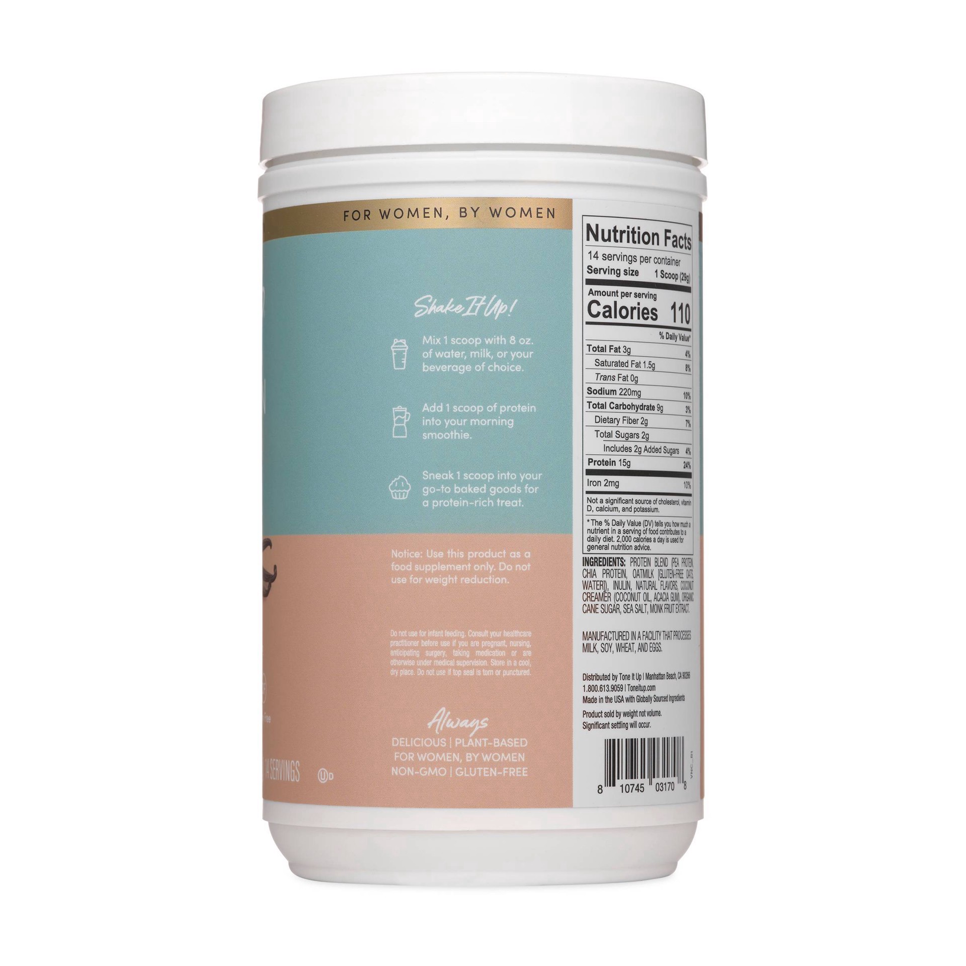 slide 7 of 13, Tone It Up Plant-Based Vanilla Protein Drink Mix 14.32 oz, 14.32 oz