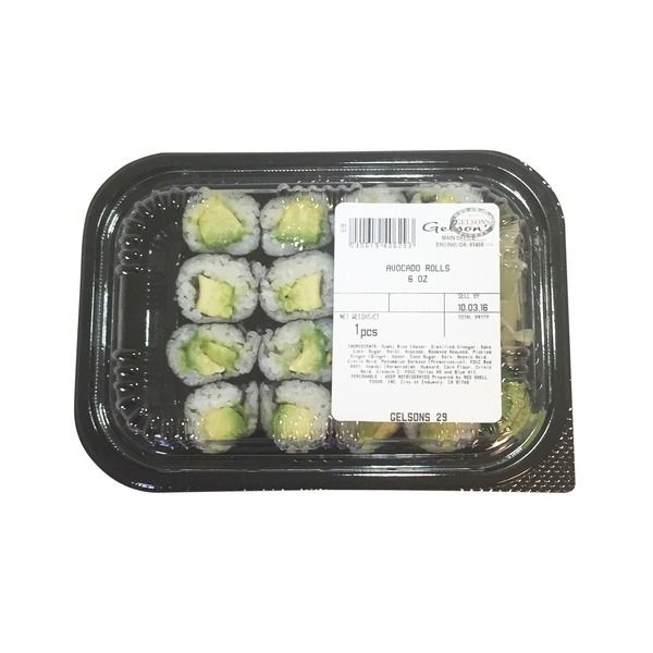 slide 1 of 1, Gelson's Finest Avocado Sushi Rolls, 6 oz