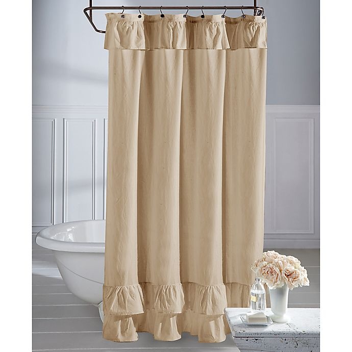 slide 1 of 1, Wamsutta Vintage Ruffle Shower Curtain - Khaki, 72 in x 72 in