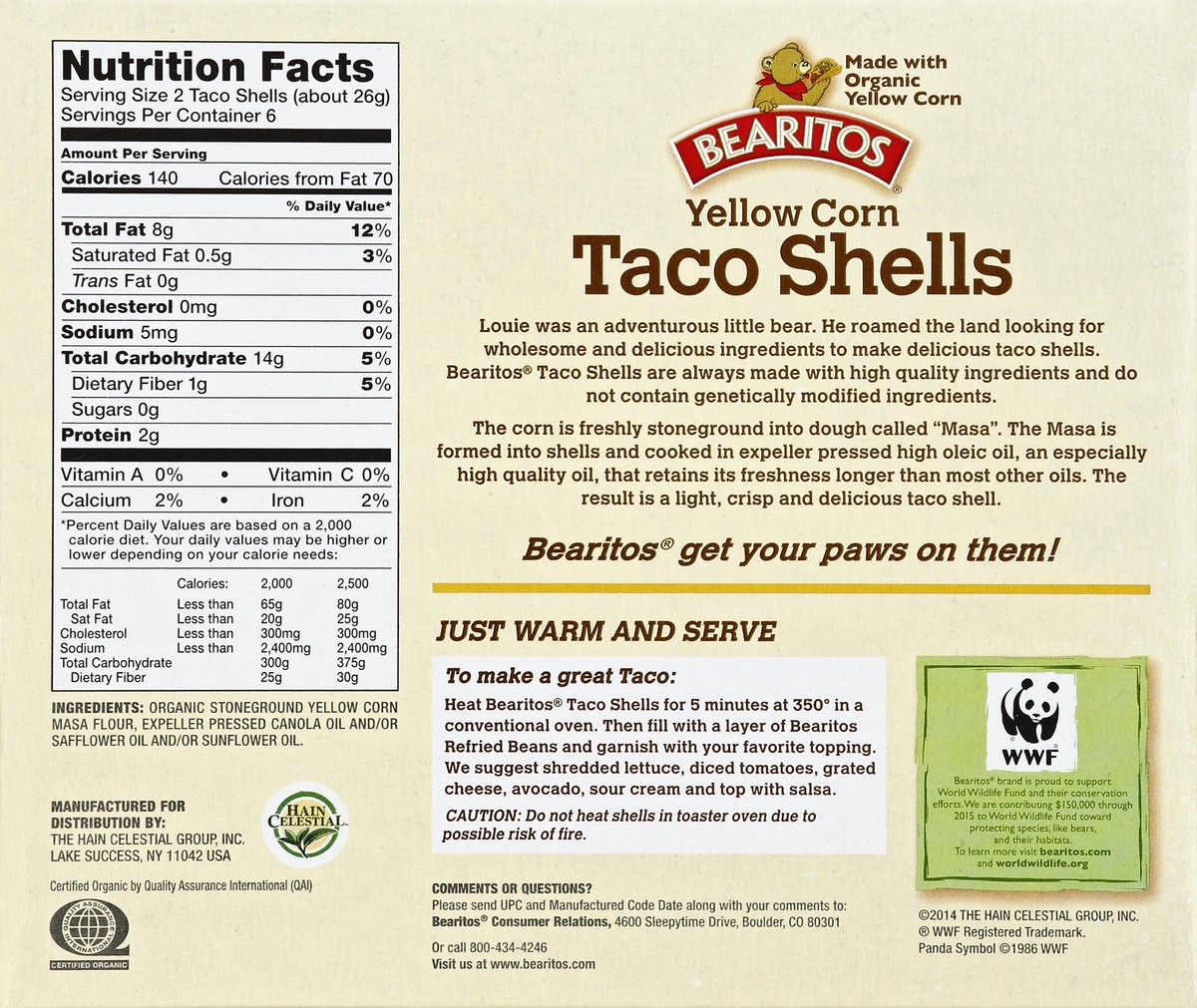 slide 4 of 6, Earth's Best Bearitos Yellow Corn Taco Shells, 12 ct; 5.5 oz