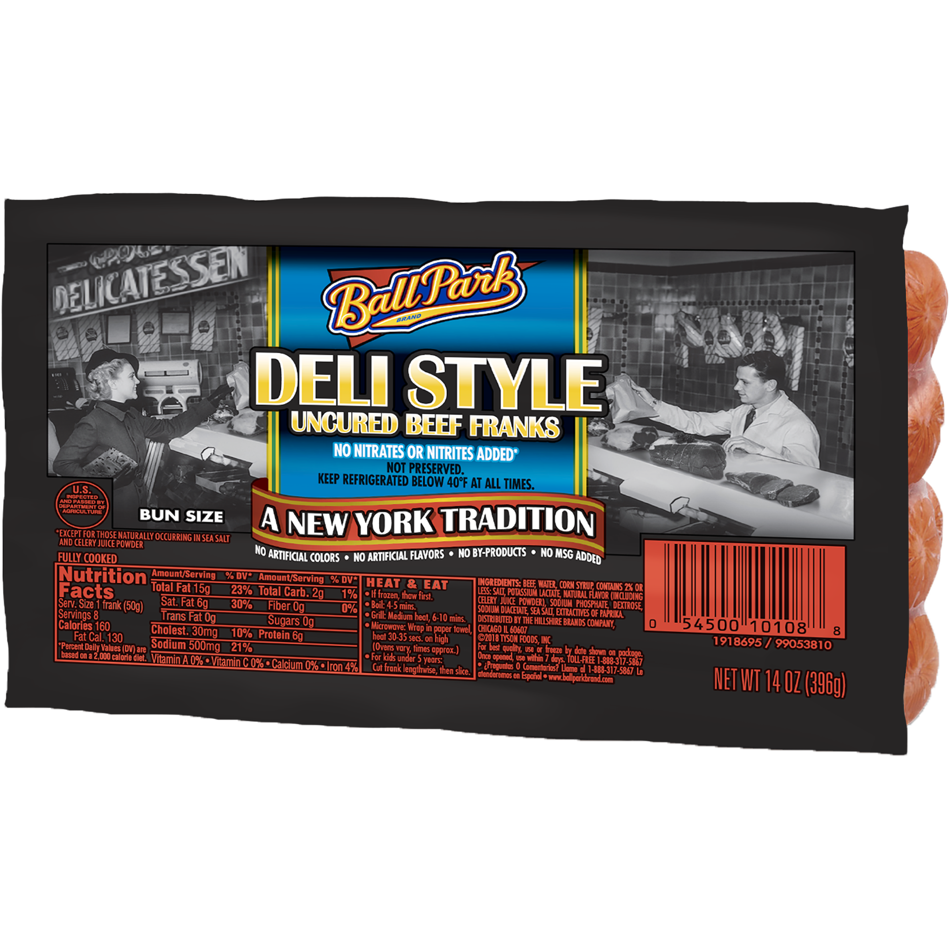 slide 2 of 3, Ball Park Deli Style Beef Franks, 14 oz