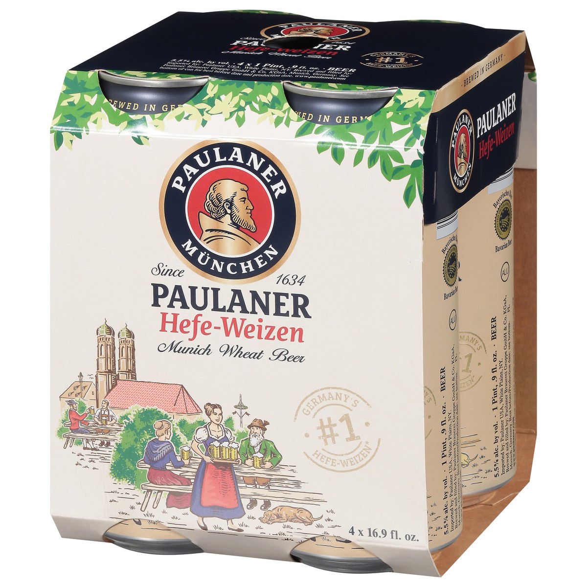 slide 4 of 9, Paulaner Hefe-Weizen Munich Wheat Beer 4 - 16.9 fl oz Cans, 4 ct