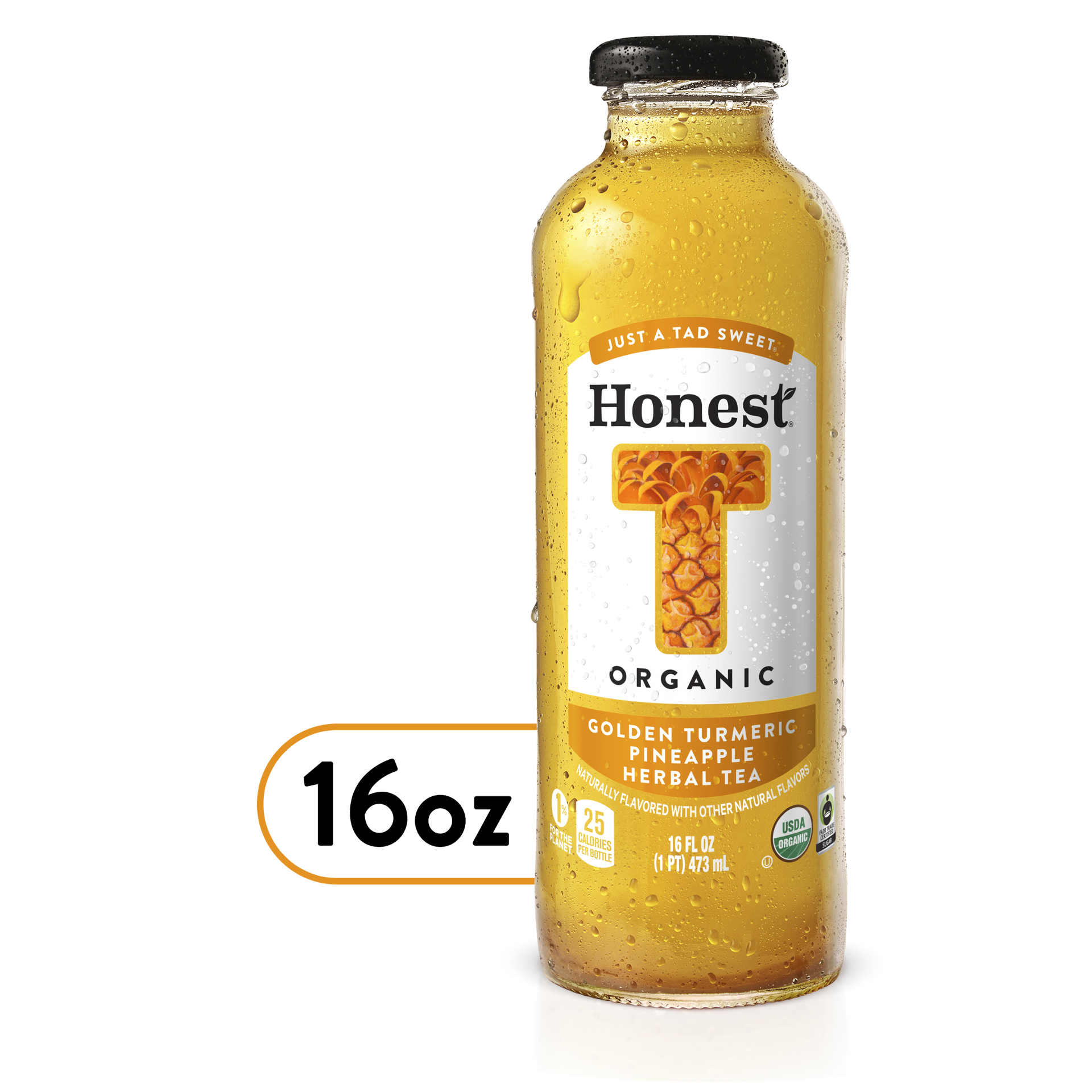 slide 1 of 14, Honest Tea Golden Turmeric Pineapple Herbal Tea Glass Bottle- 16 fl oz, 16 fl oz