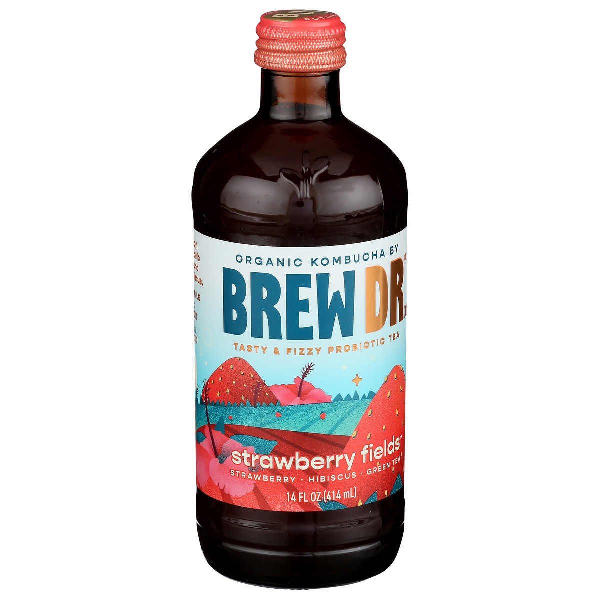 slide 8 of 9, Brew Dr. Kombucha, Organic, Strawberry Fields - 14 oz, 14 oz