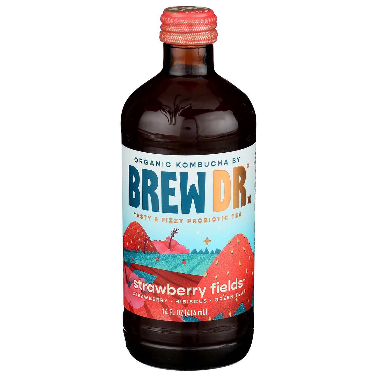 slide 1 of 9, Brew Dr. Kombucha, Organic, Strawberry Fields - 14 oz, 14 oz