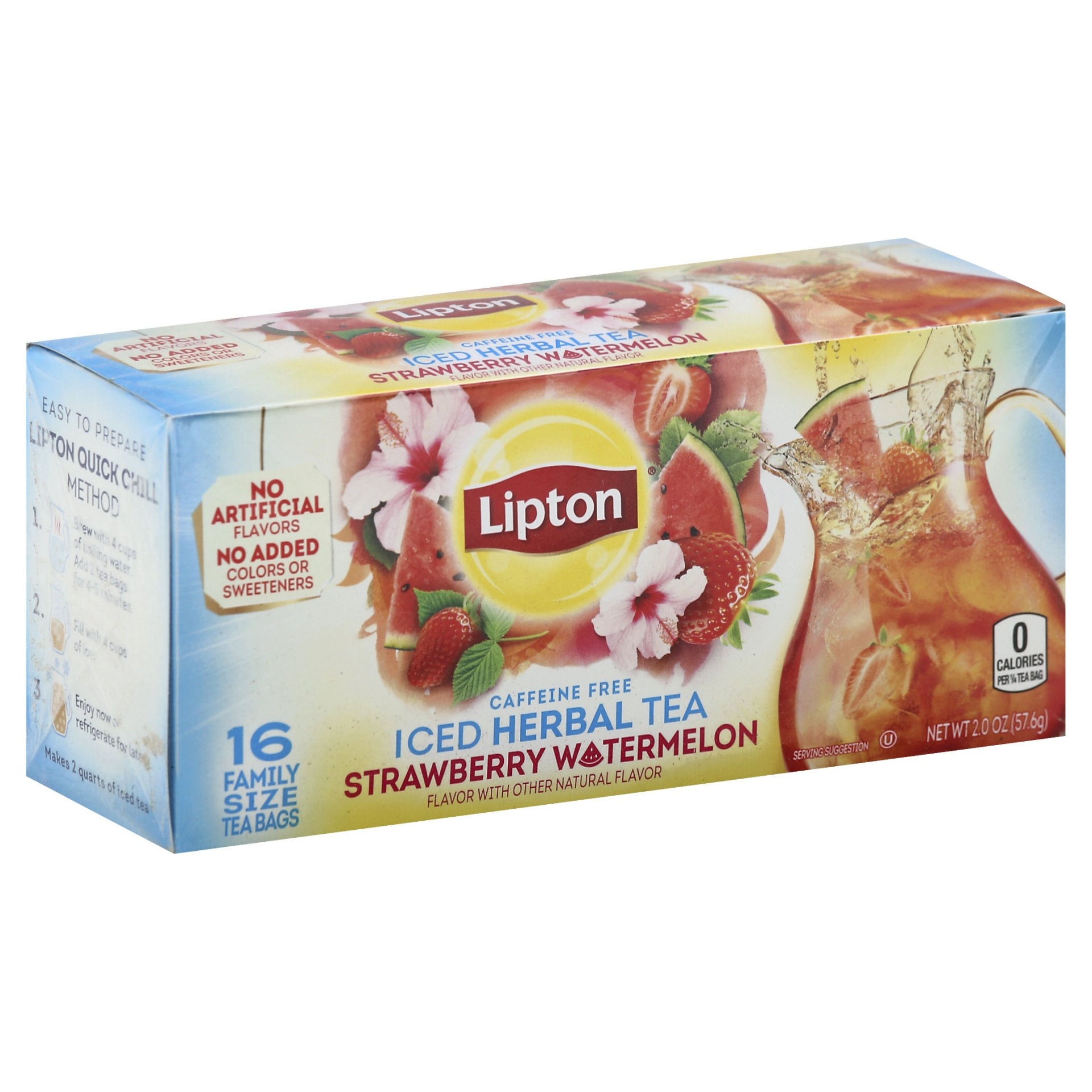 slide 1 of 5, Lipton Strawberry Watermelon Family Herbal Iced Tea Bags, 16 ct