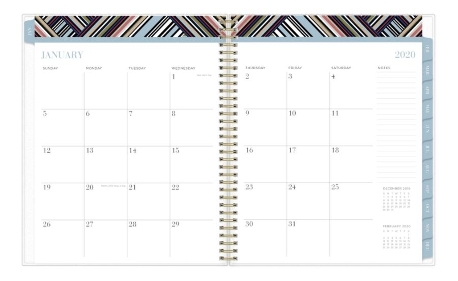 slide 3 of 4, Blue Sky Nicole Miller Weekly/Monthly Frosted Planner, 8-1/2'' X 11'', Aviator Stripe, January To December 2020, 116293, 1 ct