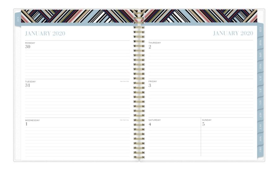 slide 4 of 4, Blue Sky Nicole Miller Weekly/Monthly Frosted Planner, 8-1/2'' X 11'', Aviator Stripe, January To December 2020, 116293, 1 ct