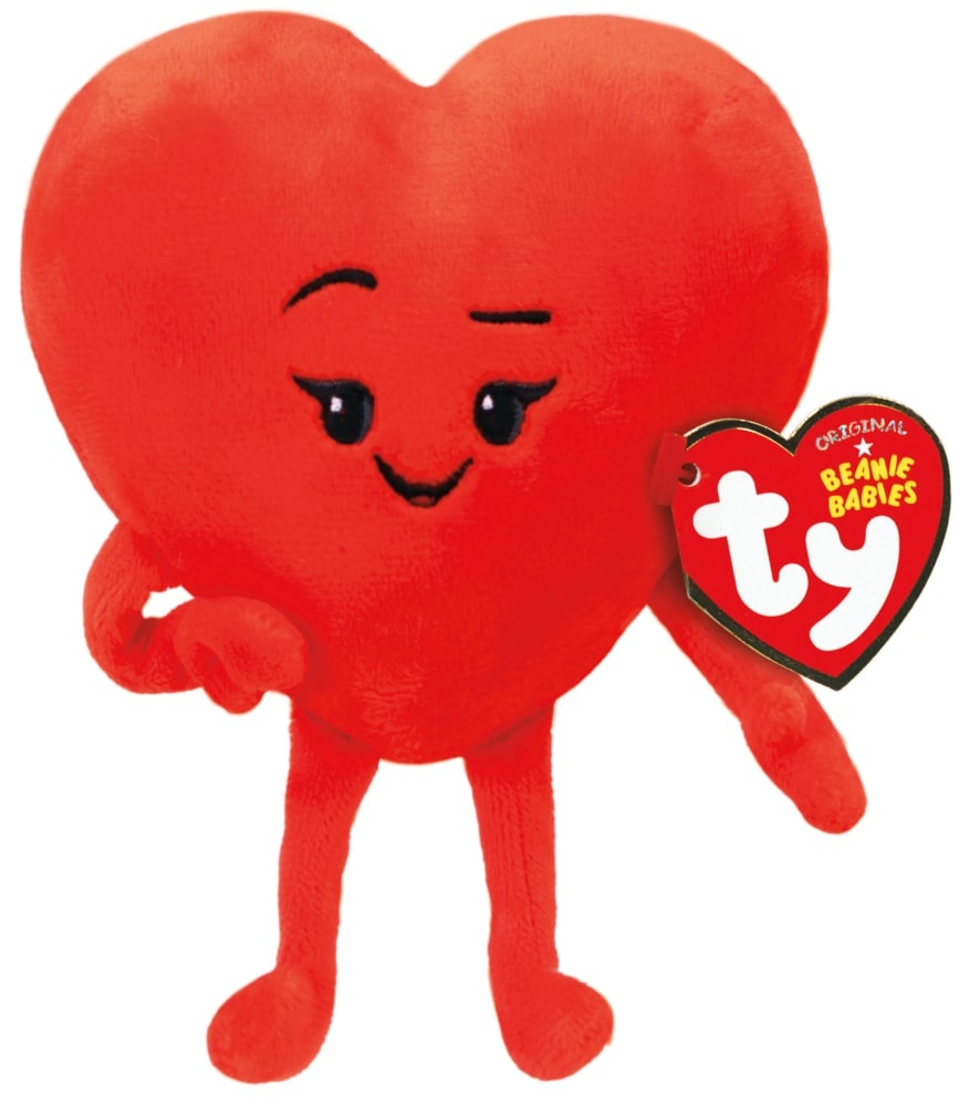 slide 1 of 1, TY Beanie Babies Heart Plush Emoji - Red, 8 in