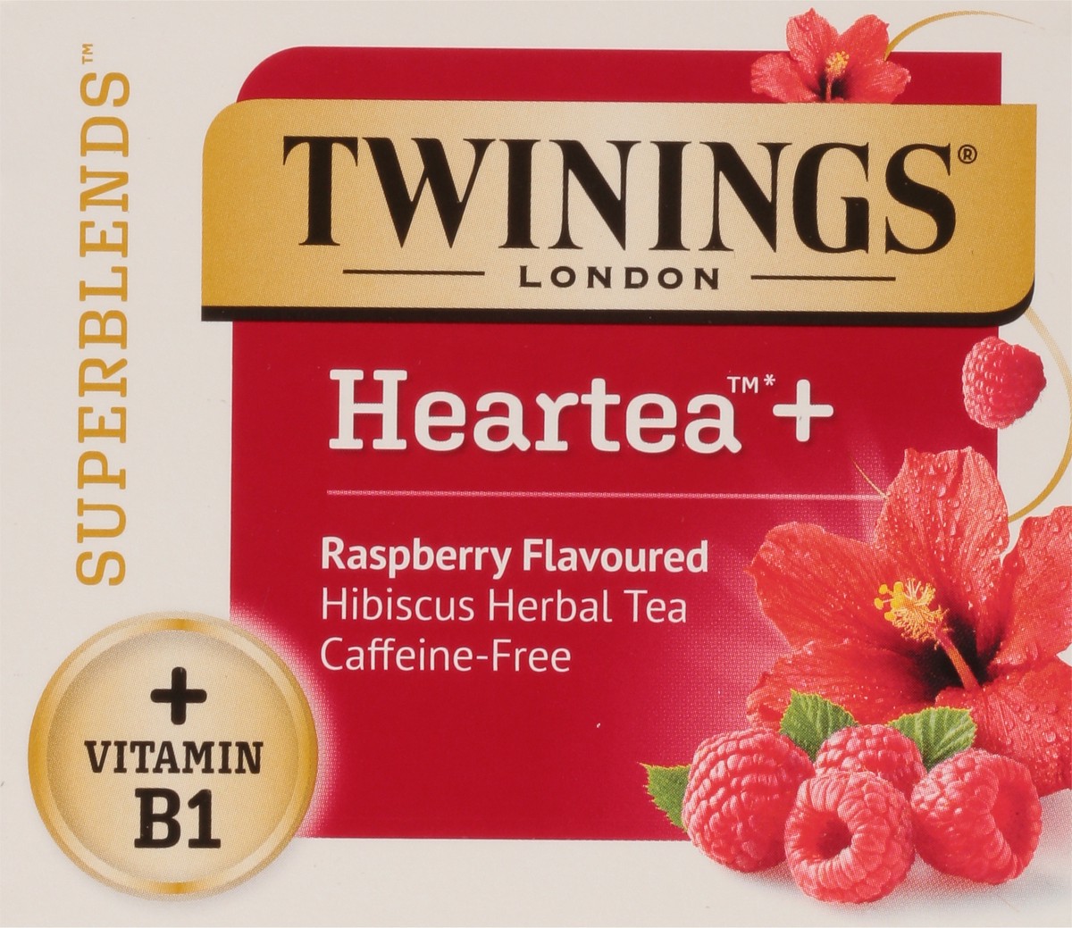 slide 9 of 9, Twinings Superblends Caffeine-Free Heartea + Raspberry Flavoured Hibiscus Herbal Tea - 1.12 oz, 1.12 oz
