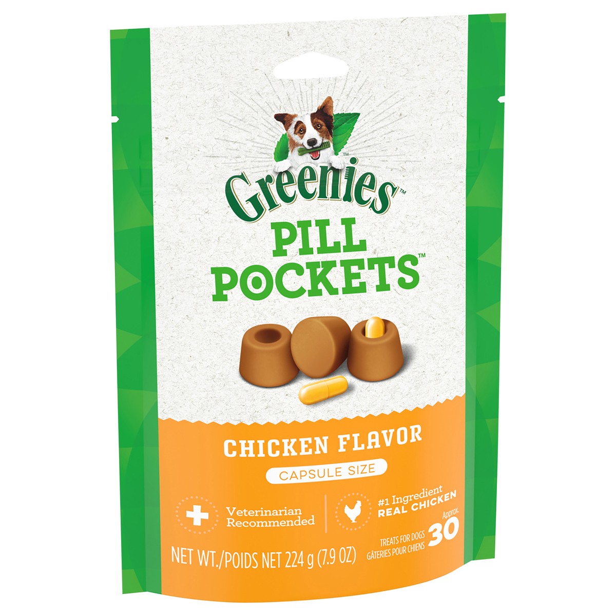 slide 9 of 9, Greenies Chewy Dog Treats Pill Pockets Chicken Capsule Size - 7.9oz/30ct, 7.9 oz, 30 ct