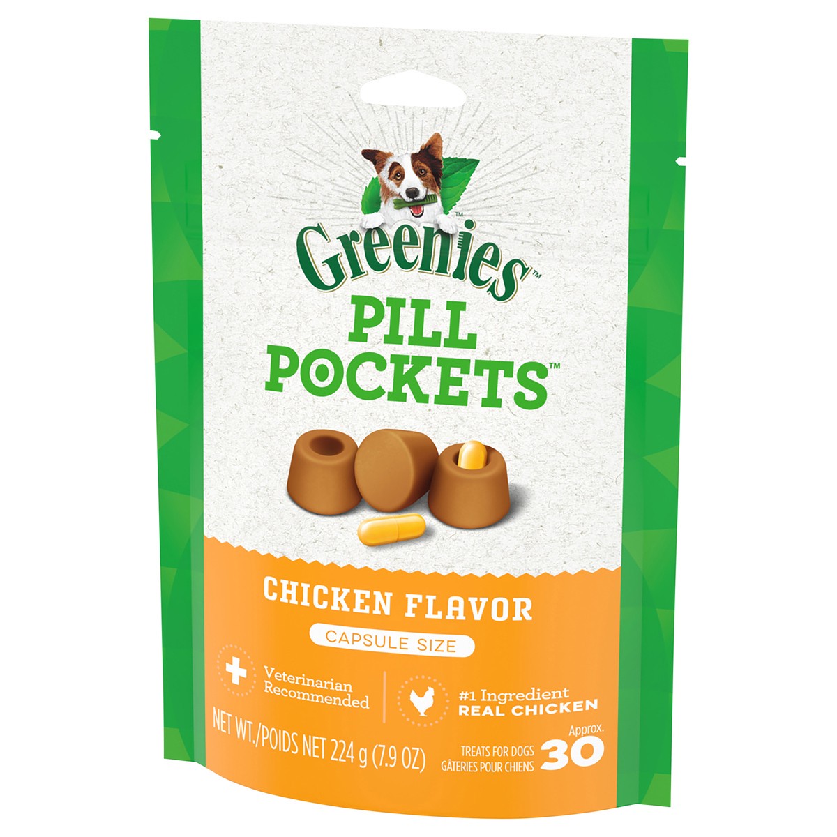 slide 4 of 9, Greenies Chewy Dog Treats Pill Pockets Chicken Capsule Size - 7.9oz/30ct, 7.9 oz, 30 ct