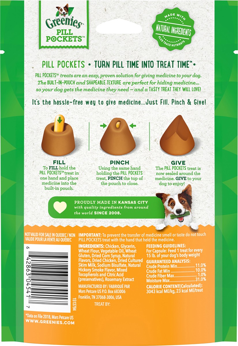 slide 6 of 9, Greenies Chewy Dog Treats Pill Pockets Chicken Capsule Size - 7.9oz/30ct, 7.9 oz, 30 ct