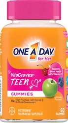 One A Day VitaCraves for Her Teen Multivitamin/Multimineral Supplement Gummies 60 ea Bottle