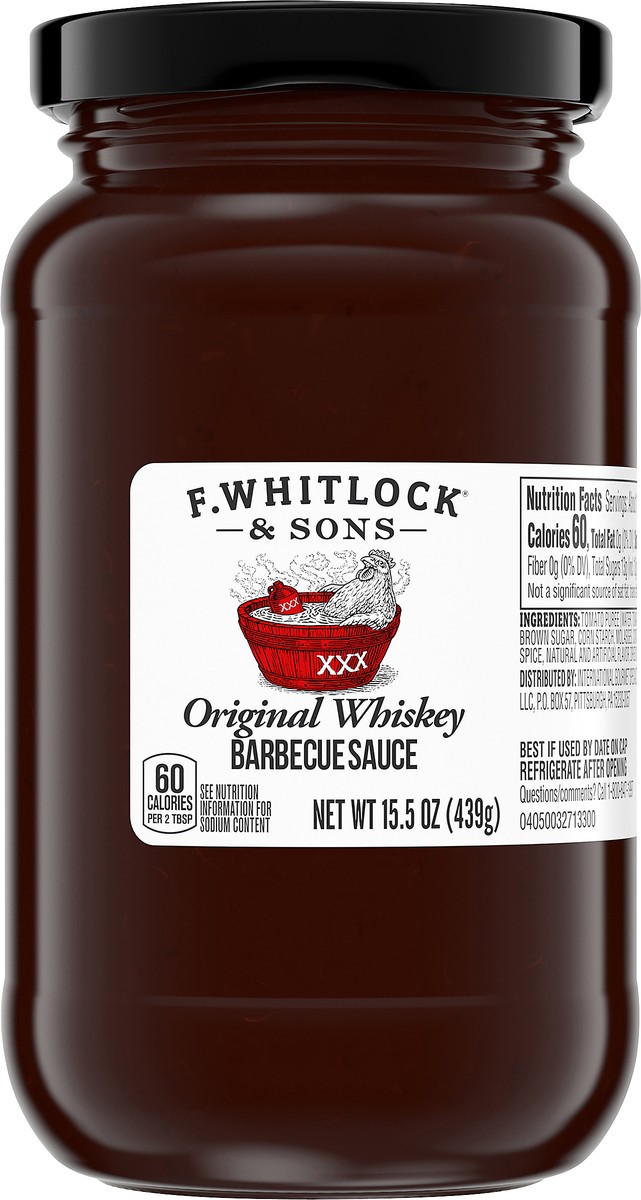 slide 2 of 14, F. WHITLOCK & SONS Original Whiskey BBQ Sauce, 13 oz Jar, 15.5 oz