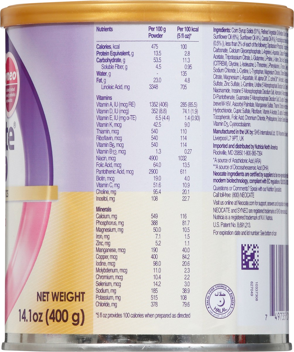 slide 3 of 14, Nutricia Neocate Nutricia Syneo Prebiotics + Probiotics Infant Formula, 14.1 oz