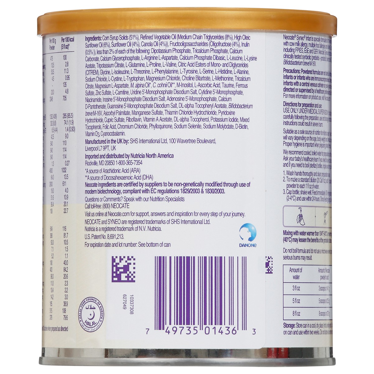 slide 2 of 14, Nutricia Neocate Nutricia Syneo Prebiotics + Probiotics Infant Formula, 14.1 oz