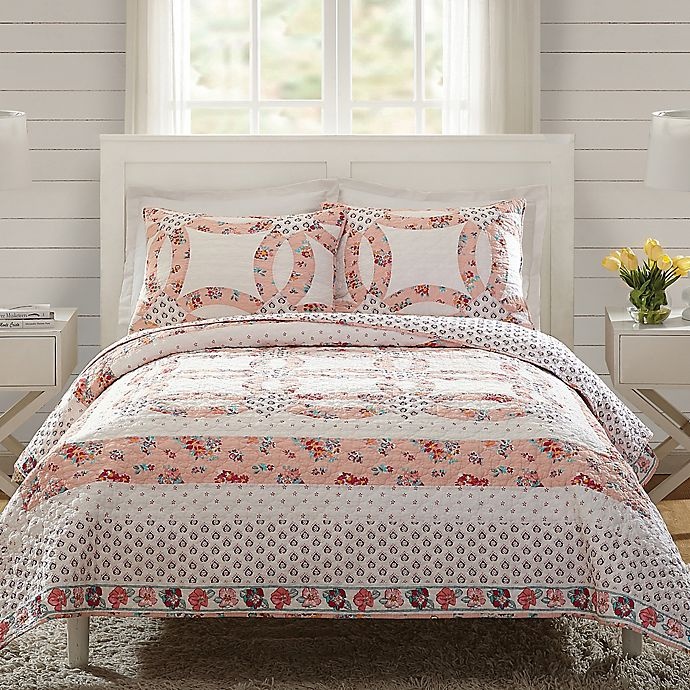 slide 1 of 4, Vera Bradley Tossed Posies Reversible Quilt Set - Pink, 3 ct