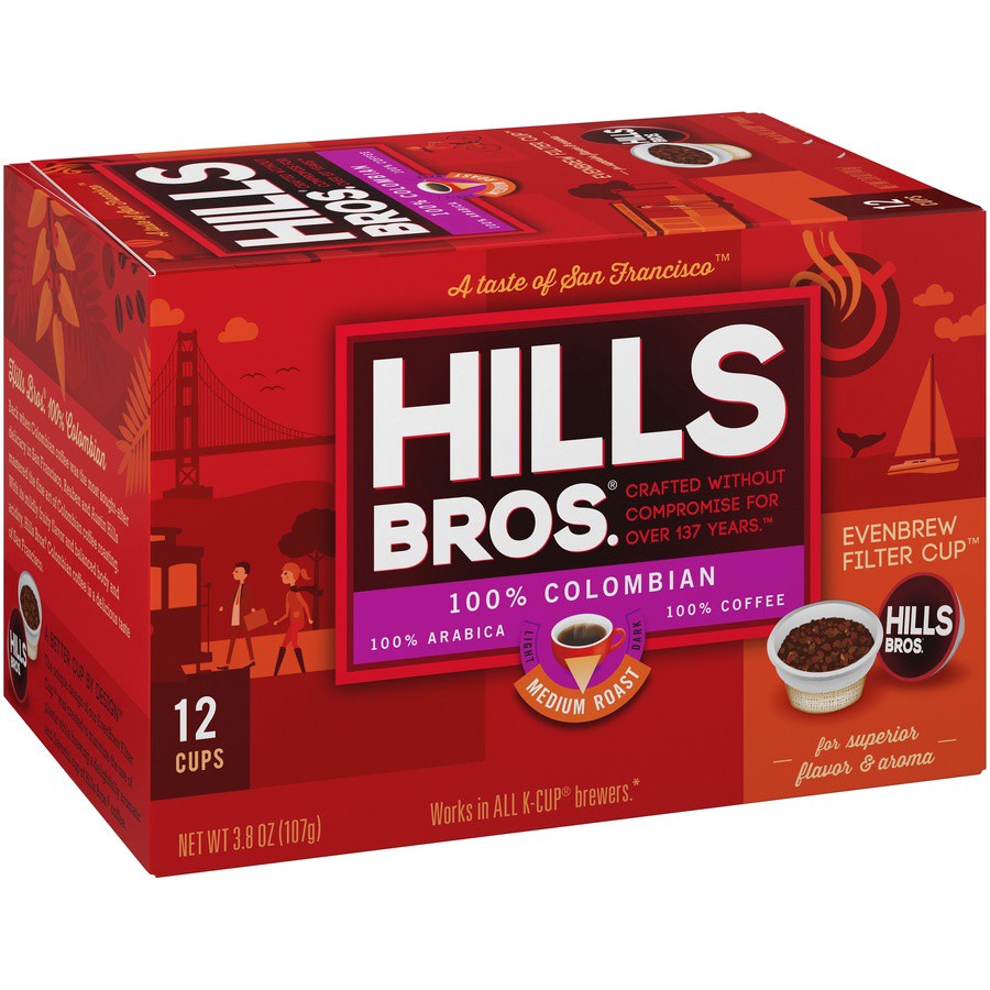 slide 7 of 7, Hills Bros. 100% Colombian Medium Roast Single-Serve Pods - 12 ct, 12 ct