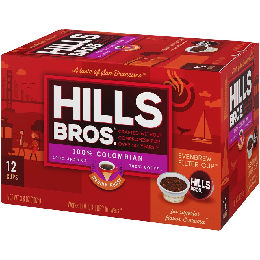 slide 4 of 7, Hills Bros. 100% Colombian Medium Roast Single-Serve Pods - 12 ct, 12 ct