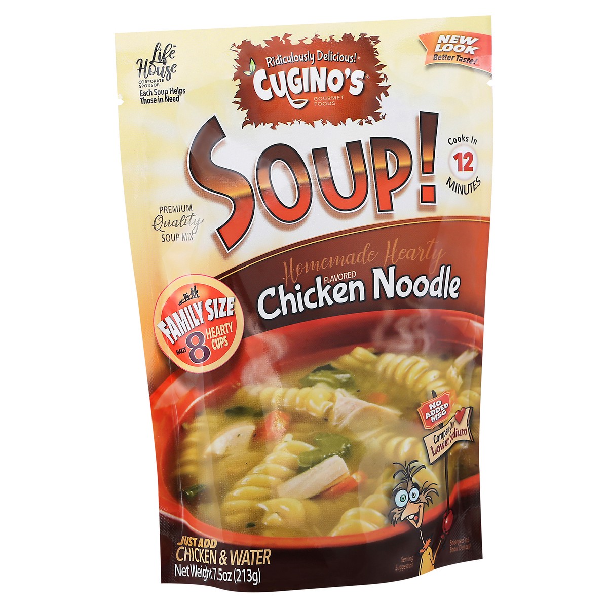 slide 2 of 9, Cugino's Family Size Chicken Noodle Flavored Soup Mix 7.5 oz Pouch, 7.5 oz