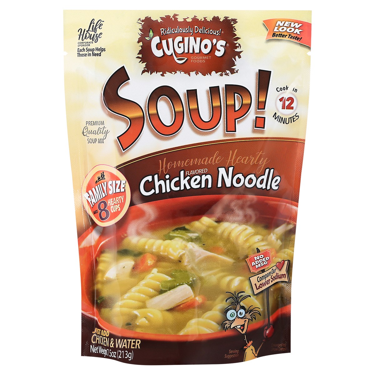 slide 1 of 9, Cugino's Family Size Chicken Noodle Flavored Soup Mix 7.5 oz Pouch, 7.5 oz