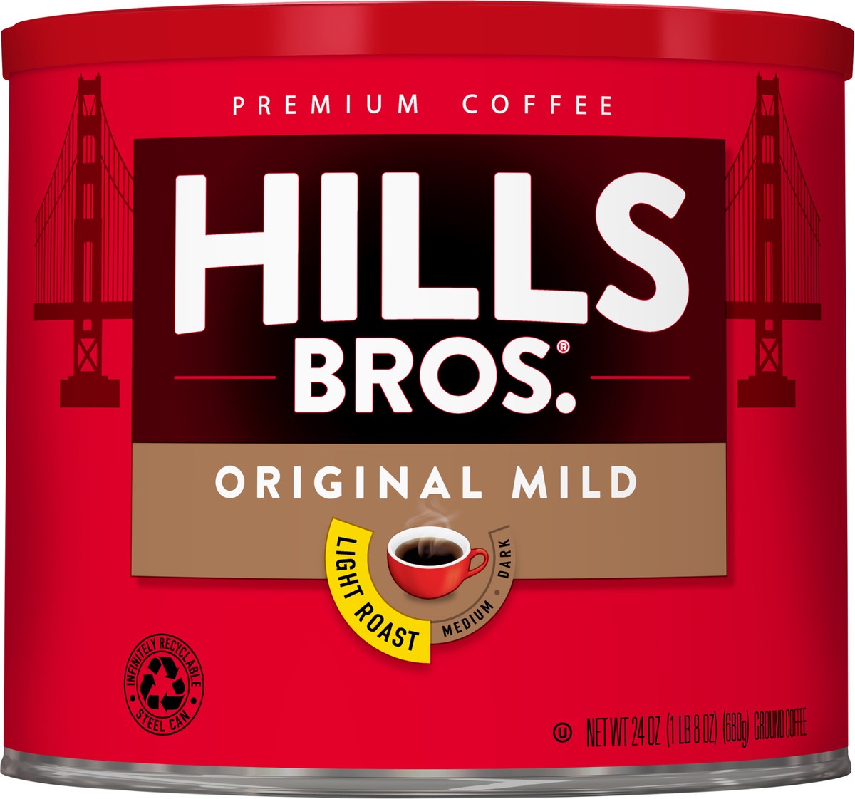 slide 5 of 7, Hills Bros. Hills Brothers Mild Roast Orgnc Blend Coffee - 24 oz, 24 oz