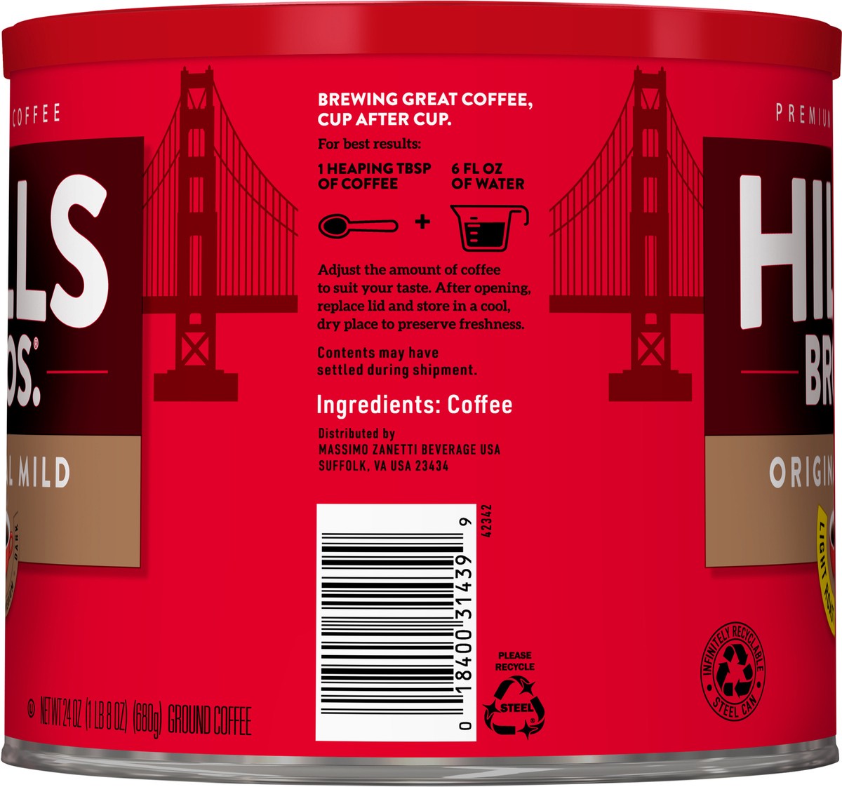 slide 4 of 7, Hills Bros. Hills Brothers Mild Roast Orgnc Blend Coffee - 24 oz, 24 oz