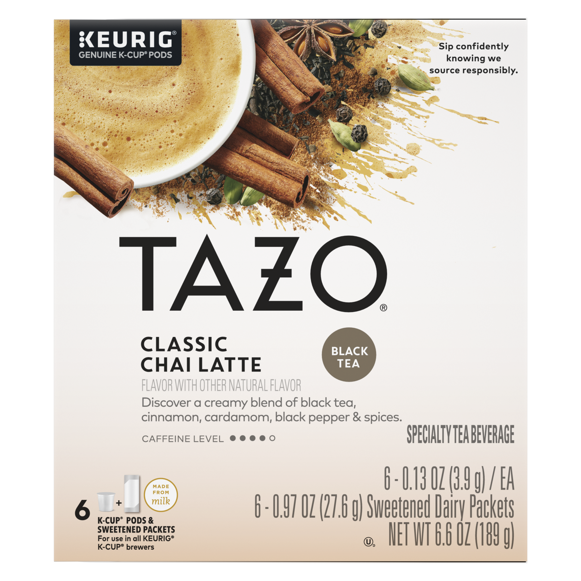 slide 2 of 4, TAZO Classic Chai Latte K-Cup Pods Black Tea, 6 ct, 6 ct