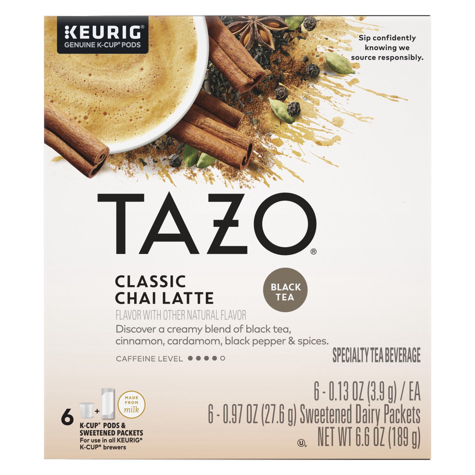 slide 1 of 4, TAZO Classic Chai Latte K-Cup Pods Black Tea, 6 ct, 6 ct