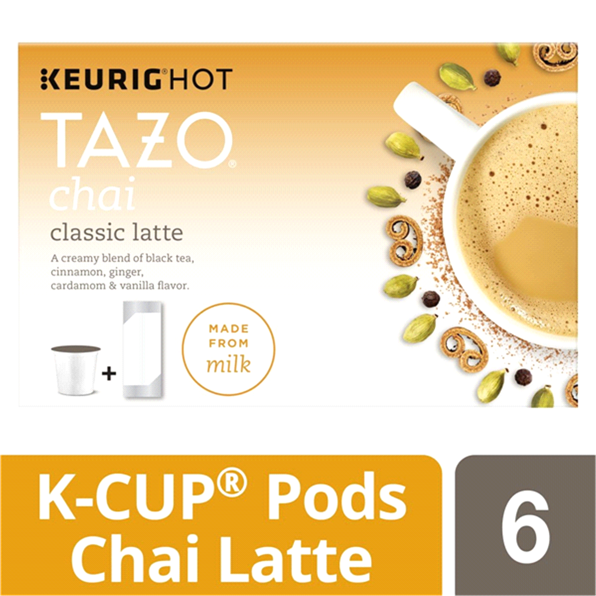 slide 1 of 1, Tazo Classic Chai Latte Tea Single Serve K Cups, 6 ct