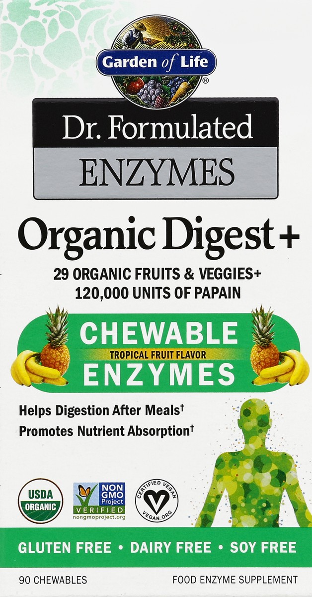 slide 1 of 5, Garden of Life Enzymes, Chewable, Tropical Fruit Flavor, 90 ct