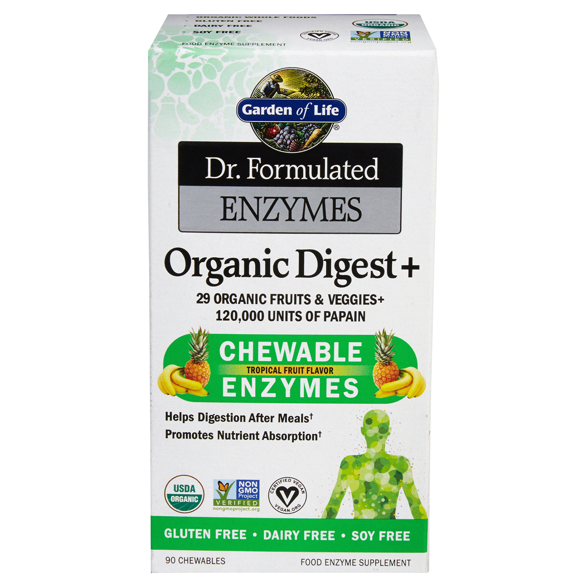 slide 1 of 2, Garden of Life Enzymes, Chewable, Tropical Fruit Flavor, 90 ct