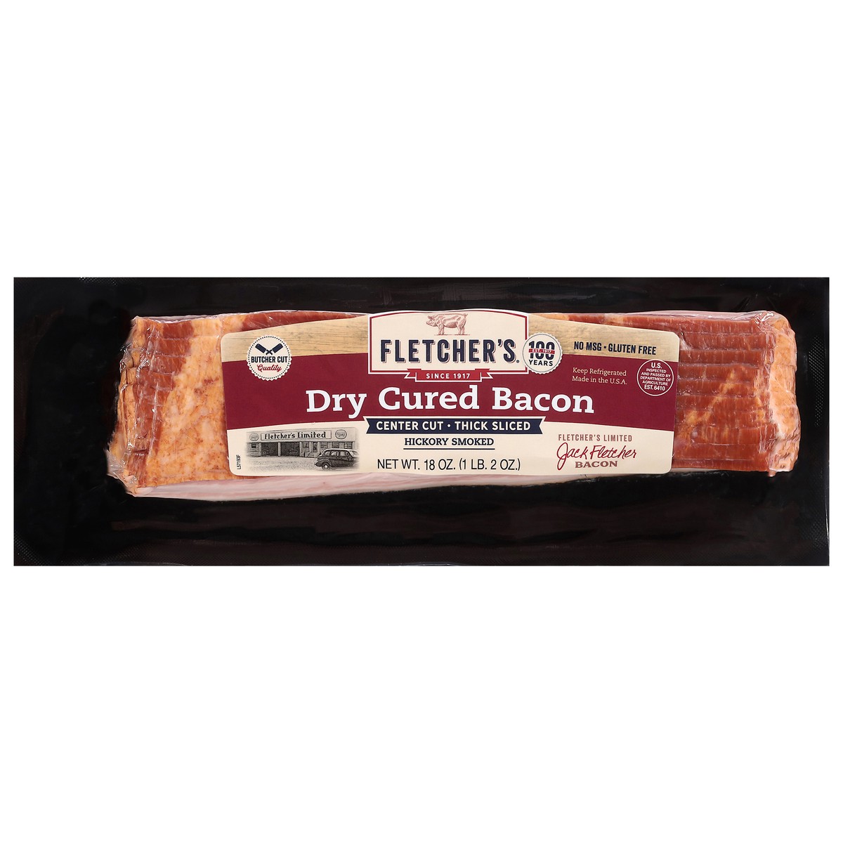slide 3 of 4, Fletchers Dry Cured Bacon - 18 OZ, 18 oz
