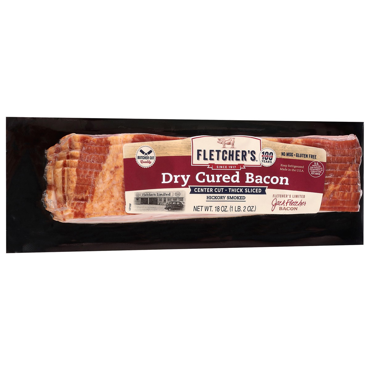 slide 2 of 4, Fletchers Dry Cured Bacon - 18 OZ, 18 oz