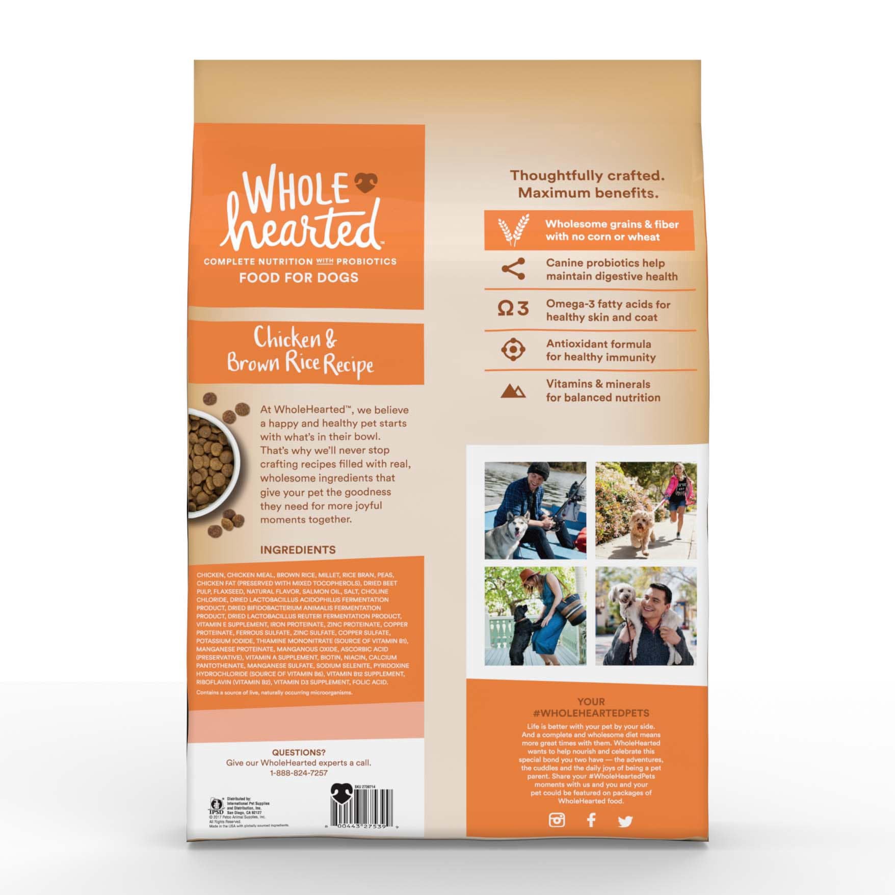 slide 2 of 4, WholeHearted All Life Stages Chicken and Rice Recipe Dry Dog Food, 30 lb